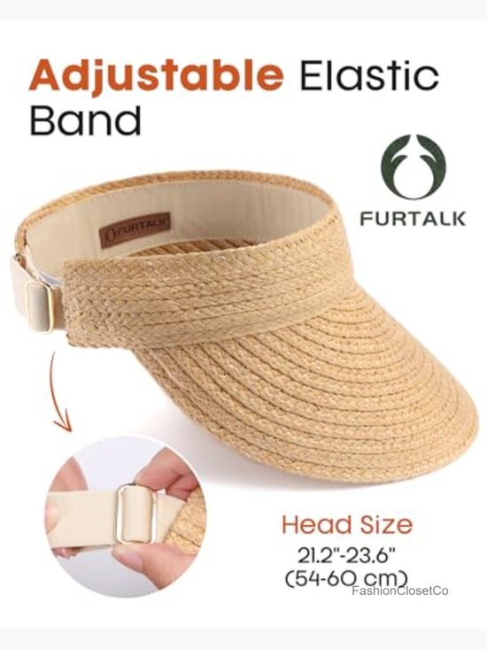 Wide Brim Straw Sun Visor UPF 80+ Foldable Beach Hat for Women display picture 1